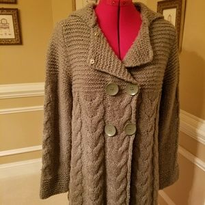 Cable knit hooded sweater